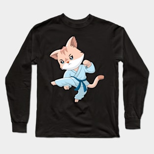 Taekwondo cute cat Long Sleeve T-Shirt